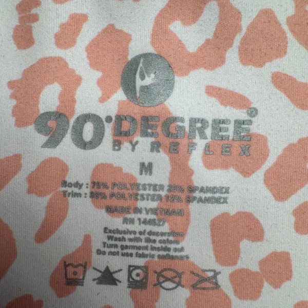 90 Degree By Reflex Pink Leopard Print High Waisted Workout Shorts Women's Med‎ - Image 2