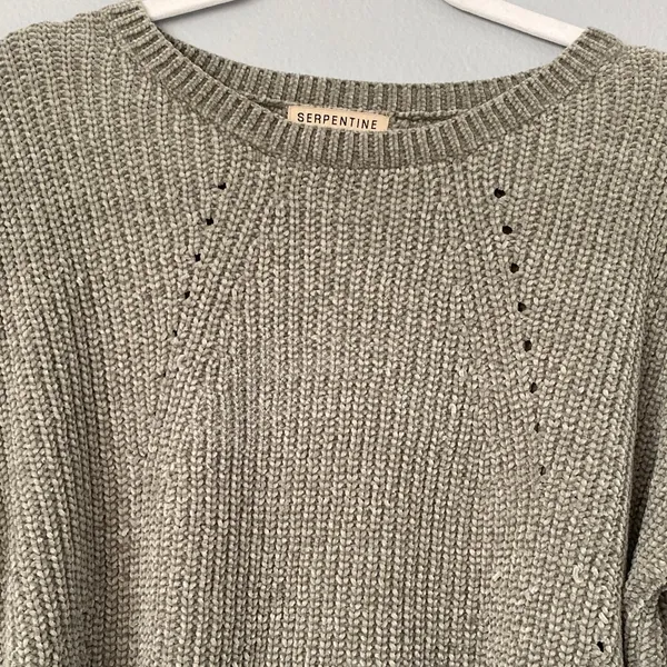 Olive Green Crewneck Knit Sweater - Image 4