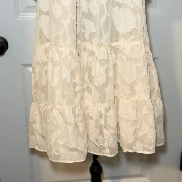 Jacquie the Label Cream Floral Babydoll Mini Dress Sz Large Bridal Indie Sleeze - Image 3