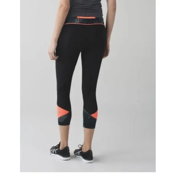 Lululemon Athletica Pace Rival Crop *22" Womens‎ Crop Leggings Black coral 6 - Image 2
