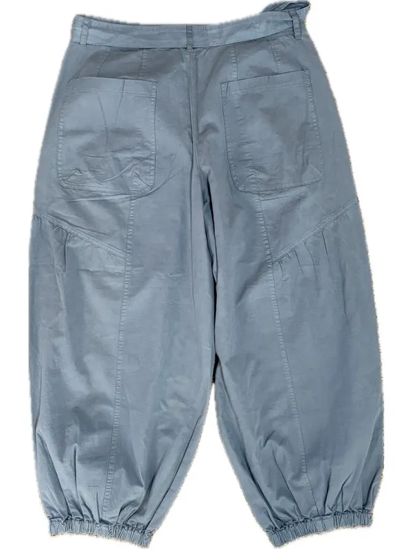 NWT Anthropologie L Washed Linen Blend Jogger Pants Eyelet Blue Drawstring - Image 6