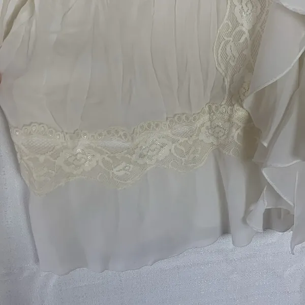White stag 90s women's 16 18 xl white flutter collar peter pan vintage sheer lac - Image 6
