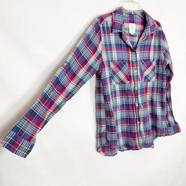 American Eagle Vintage Boyfriend Plaid Women's Shirt Size Small - Image 6