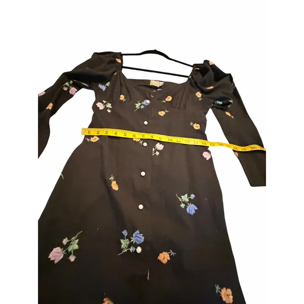 ASOS Black Floral Embroidered Dress - Size 4 - Image 8
