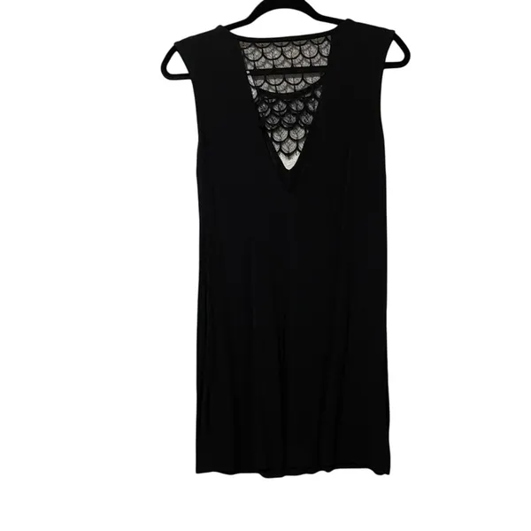 Sandro Paris Black Sleeveless Lace Cutouts Mini Shift Dress Womens 2 Formal - Image 2