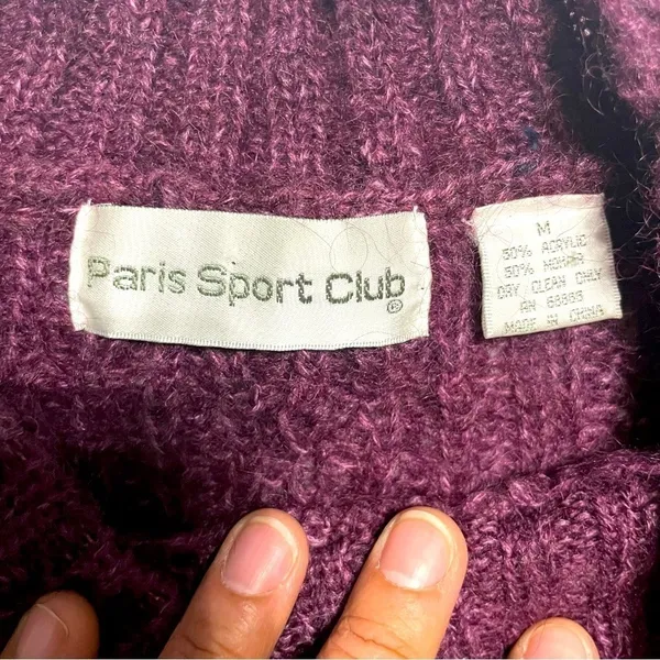 Paris Sport Club Mohair Cable knit Sweater Berry Cottagecore SZ M 90’s Y2K - Image 12