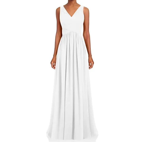 Women’s Full Length Chiffon White Wedding or Special Event Dress Size 16 NWT - Image 11