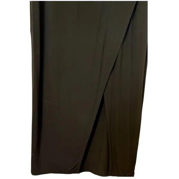 WHITE HOUSE BLACK MARKET Black Faux Wrap Draped‎ Slit Pencil Skirt Medium - Image 4