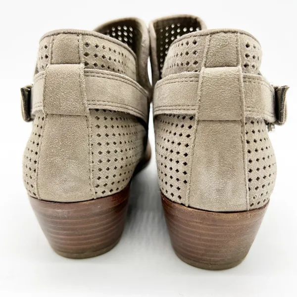 Sam Edelman Womens 9 Paula‎ Perforated Leather Buckle Ankle Boot Putty Suede - Image 2
