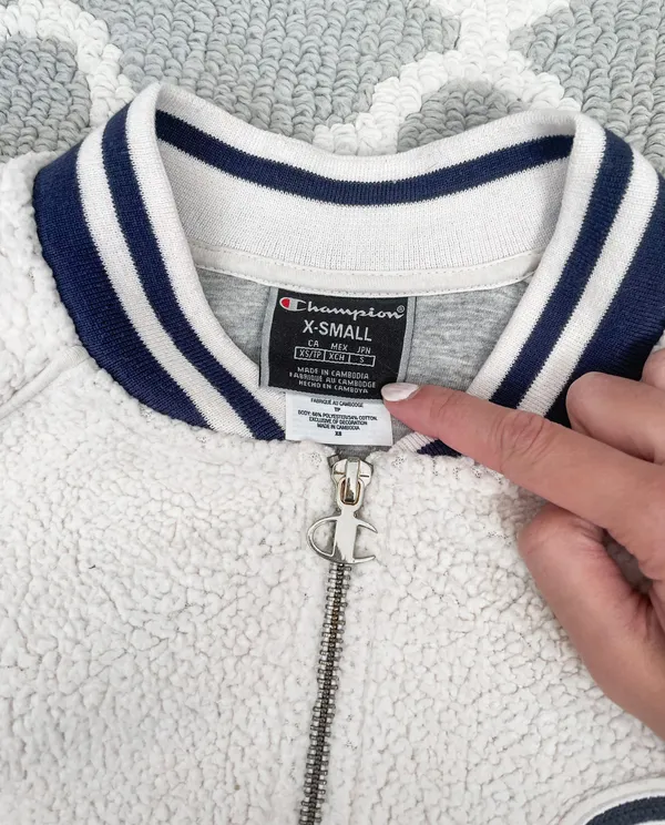 Cream Sherpa Bomber Varsity Jacket - Image 6