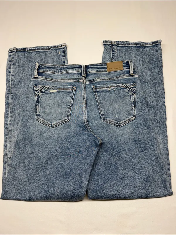 Buckle Light Blue Distressed Wide-Leg Relaxed Jeans - Image 3