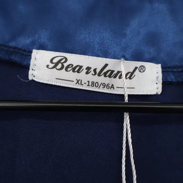 Bearsland Robe Womens XL Open Front Navy Blue Satin Trim New Without Tags - Image 2