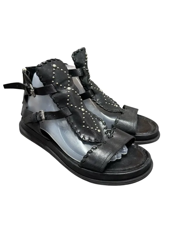 A.S.98 Leather Studded Gladiator Sandals Womens Statement Shoes Black EU 41 - Image 3