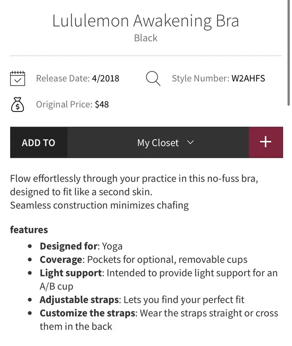 Lululemon Awakening Bra Black 4 - Image 10