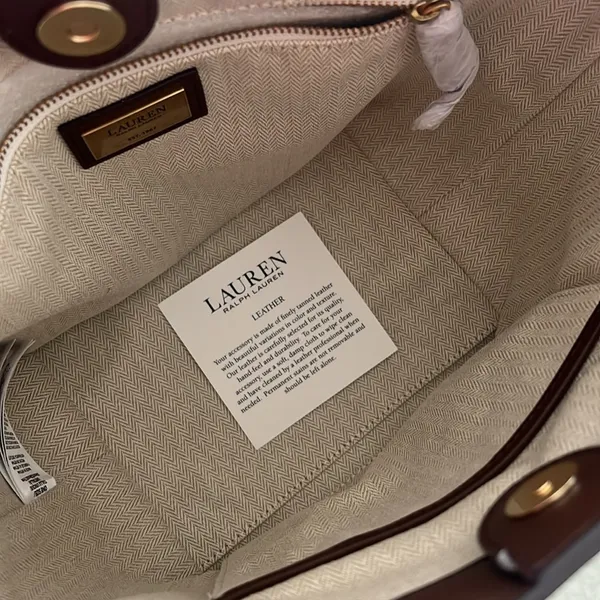 Lauren Ralph Lauren Leather Medium Witley Bucket Bag in Dark Mahogany, NEW $395 - Image 11