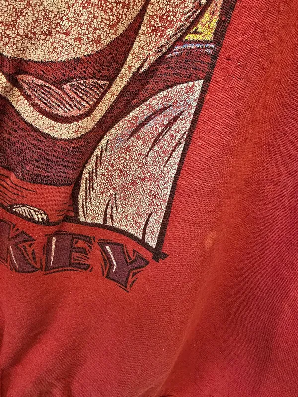 {XXL} Vintage Disney Mickey Mouse Sweatshirt Brazos Sportswear Red **flaws** - Image 12