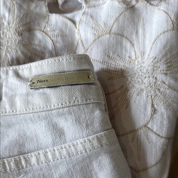 pilcro and the letterspress Cream Wide-Leg Pants with Floral Hem - Image 7