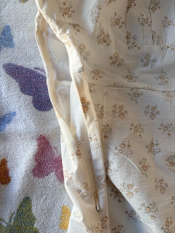 Nectar | Cream Floral Puff Sleeve Button Front Mini Dress | L - Image 5