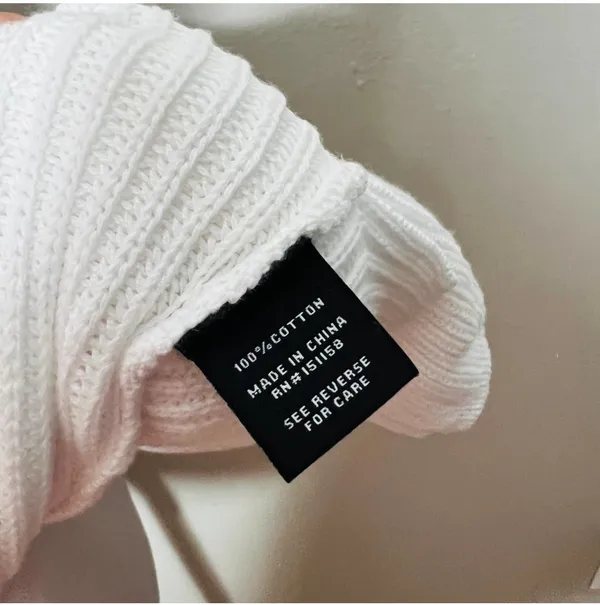 525 America NWT Born In Brooklyn Sweater LARGE Cold Shoulder Ribbed Wide Sleeve White - Image 6
