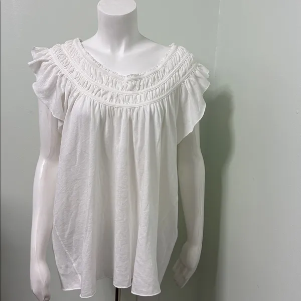 Free People We The Free Coconut Cinch Scoop Neck Top Ivory Large - Image 8