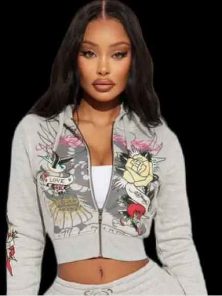 Ed Hardy Rose and Sword Full Zip Hoodie XS - Image 6
