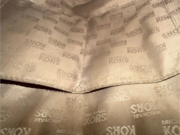 Michael Kors Brown MK Monogram Tote with Beige Handles - Image 10