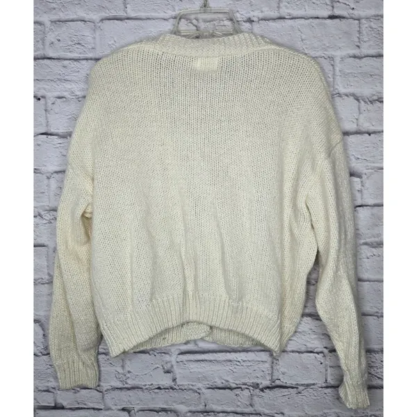 Luna Ivy Oversized Cream Strawberry Knit Cardigan Sweater Womens Medium Preppy - Image 6