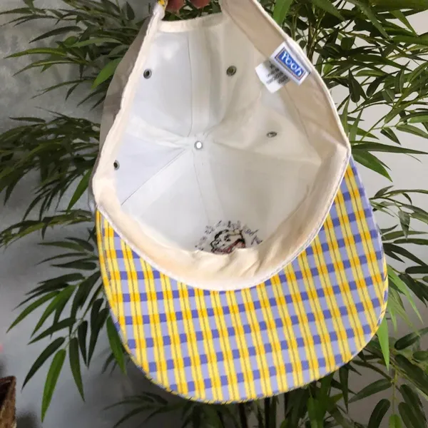 Disney Winnie The Pooh White Yellow Purple Plaid Baseball Cap Hat Cottagecore Vintage 90s Y2K Stretch Elastic - Image 7