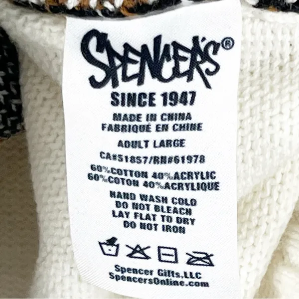 SPENCER’S White Graphic Print Long Sleeves Ugly Christmas Sweater, Size Large - Image 4