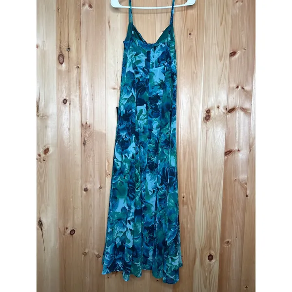 NWT Lulus Beautiful Soul Teal Green Floral Print Twist-Front Maxi Dress Size S - Image 4