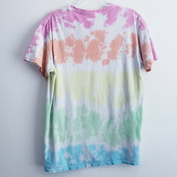 Vintage Wood Stock Liquid Blue Tie Dye Short Sleeve Band Tee Shirt - Image 4