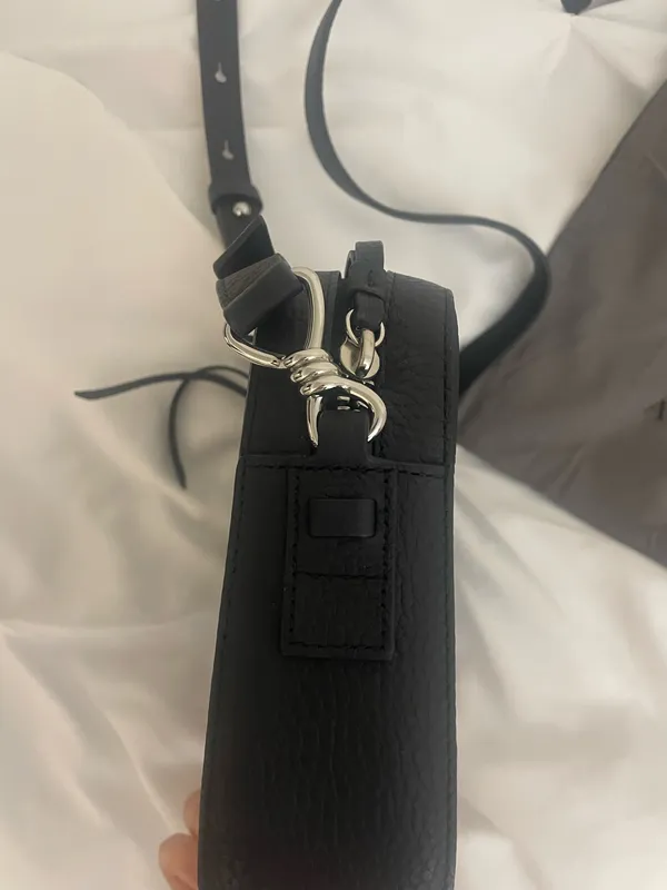 AllSaints Black Pebbled Leather crossbody camera bag - Image 3