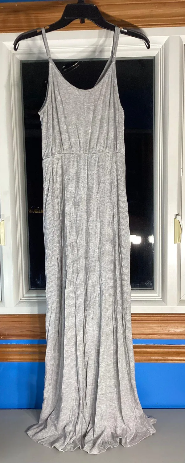Miss Me Gray Ribbed Spaghetti Strap Surplice Dress With Slit Size Medium - Image 2