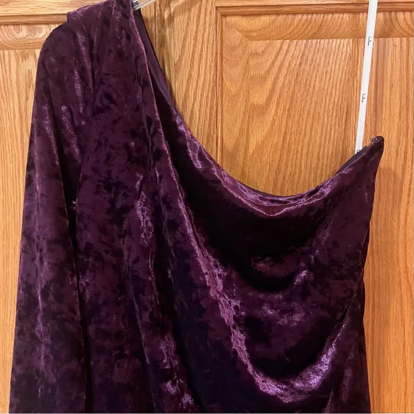 Lulus Muse Moment Crushed Velvet One-Shoulder Mini‎ Dress Purple Size XL - Image 5