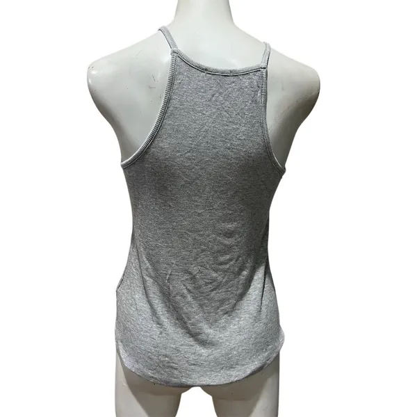 Splendid Tank Top Womens M Heather Gray Ribbed Racerback High Neck Stretch - Image 7