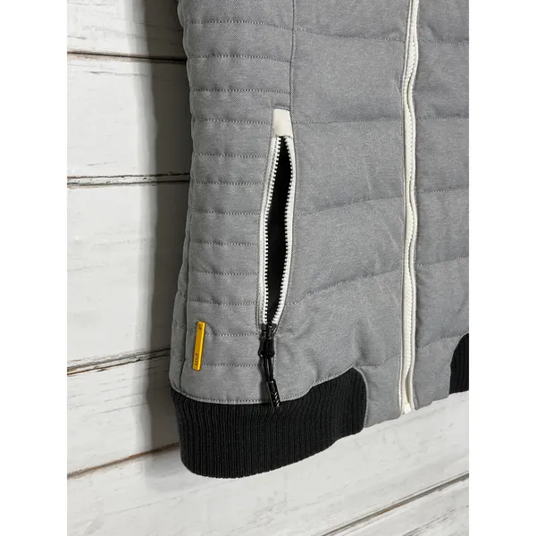 Lole Puffer Vest Small Gray Black Duck Down Hooded Quilted Full Zip Outdoor - Image 8