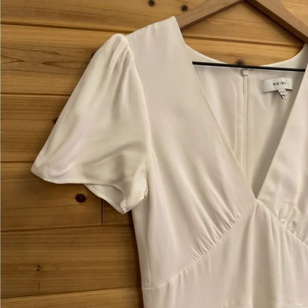 Reiss 2/XS V Neck Viscose Skater Mini Dress Bridal Summer - Image 6