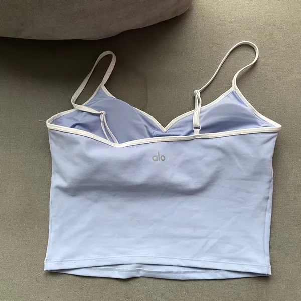 Alo Yoga Airbrush Refined Bra Tank Light Provence Blue/White M - Image 6