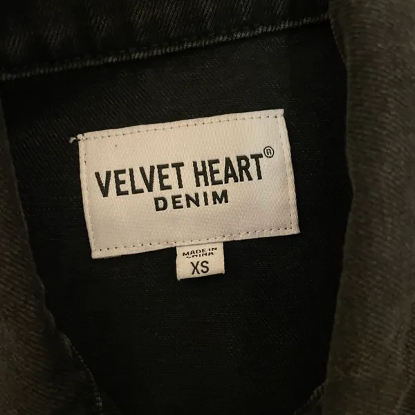 Francesca's Velvet Heart Black Denim Jacket - Image 2