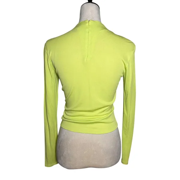 FNR Lime Green‎ Long Sleeve Mock Neck Cropped Top M | Y2K Dopamine Made in USA - Image 3