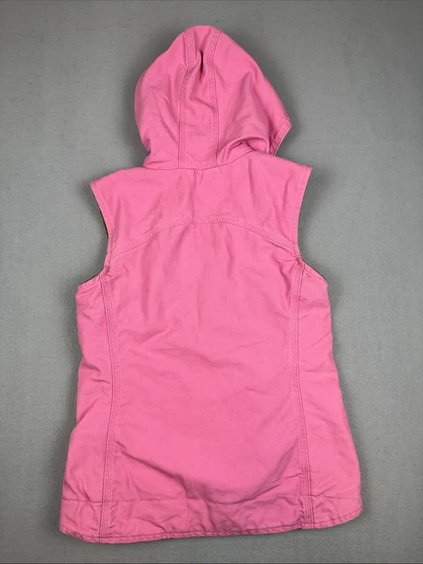 Carhartt Bubblegum Pink Hooded Sherpa-Lined Workwear Vest Size: XS (0/2) - Image 5