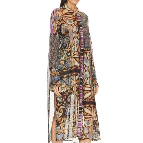 Free People Naomi Maxi Top is a button-front shirt dress Size Small Sheer - Image 2