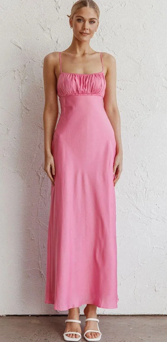 Selfie Leslie NWT HERE COMES THE SUN FROM ABOVE V-BACK MIDI DRESS HOT PINK - Image 2
