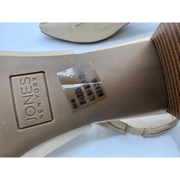 Jones New York Aubleen Pump Women‎ 9.5M Beige Gold Chain Slingback Block Heel - Image 3