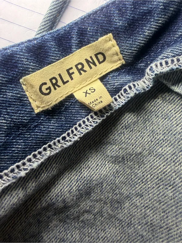 GRLFRND x Revolve Yoli Cross Back Denim Cami Crop Top XS - Image 7