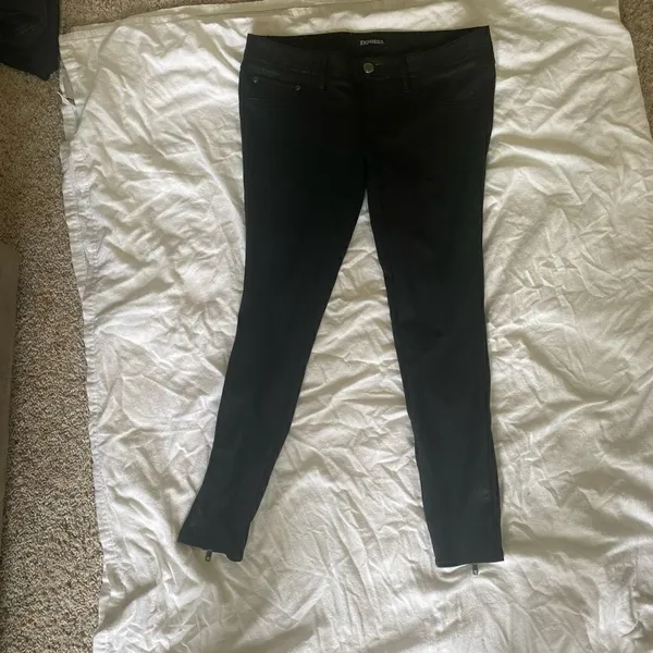 Express Faux Leather Coated Skinny Ankle Zip Pants Black Size Medium - Image 5