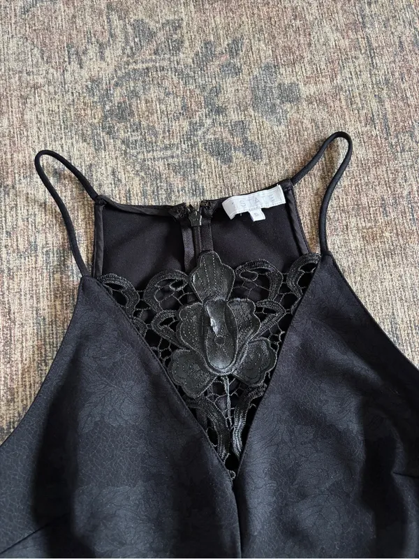 1. State Black Lace-Trim Peplum Camisole Size S - Image 3