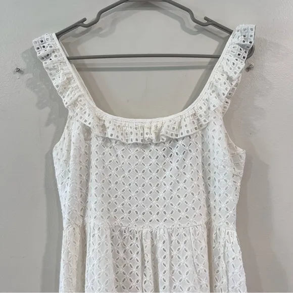Lulus Make‎ a Wish White Eyelet Ruffled Mini Dress MEDIUM - Image 6