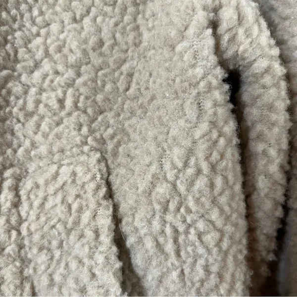 Beige Brown Teddy Bomber Jacket Womens Size Medium Sherpa Cozy Dressy Casual - Image 4