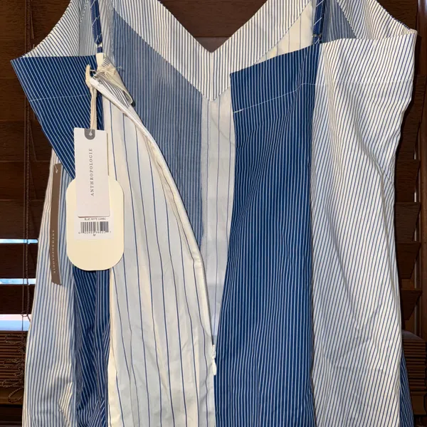 Anthropologie NWT $238 x Plenty by Tracy Reese V-Neck Blue High-Low Dress M - Image 9